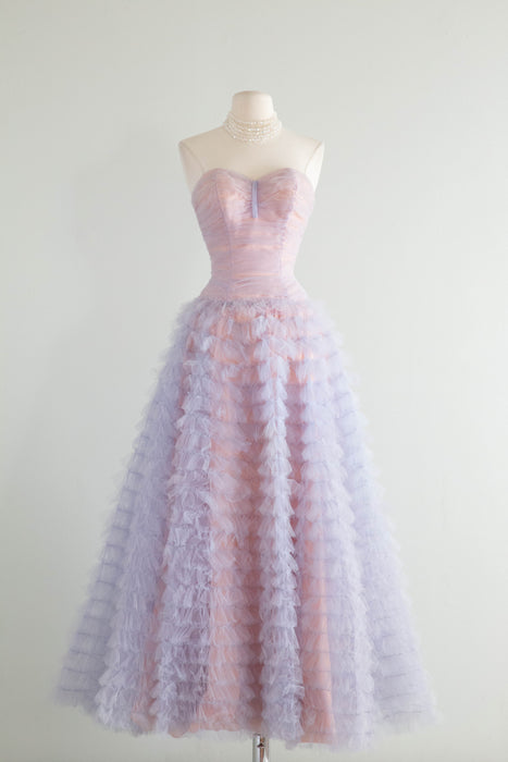 The Dreamiest 1950's Hydrangea Ruffled Tulle Prom Dress / XS Xtabay Vintage The Dreamiest 1950's Hydrangea Ruffled Tulle Prom Dress / XS Xtabay Vintage