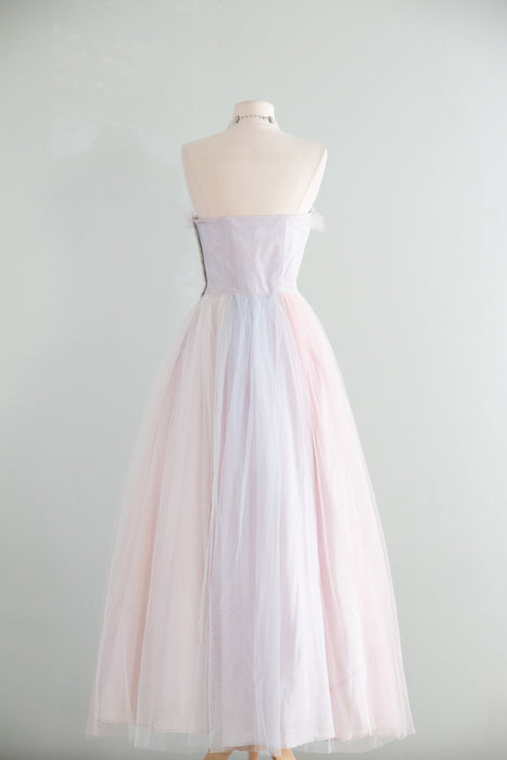 Ethereal 1950's Unicorn Pastel Tulle and Lace Prom Gown / S