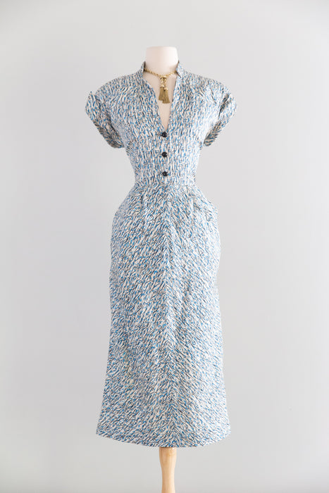 Rare 1940's Adele Simpson Picasso Inspired Abstract Face Print Dress / M