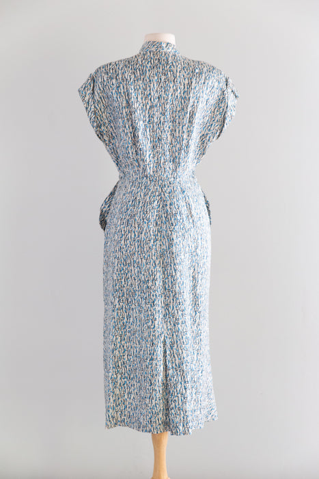 Rare 1940's Adele Simpson Picasso Inspired Abstract Face Print Dress / M