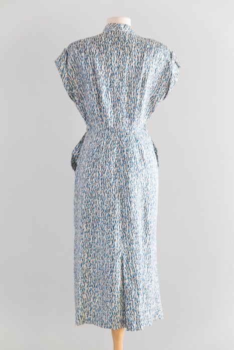 Rare 1940's Adele Simpson Picasso Inspired Abstract Face Print Dress / M