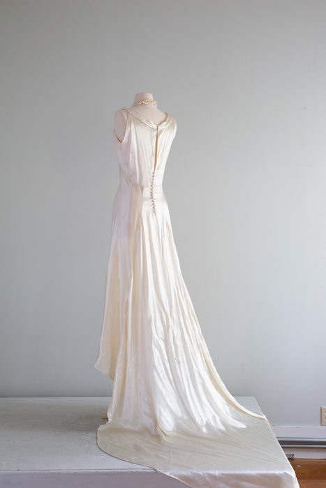 Vintage 1930's Bias Cut Wedding Gown In Gleaming Satin / SM Petite – Xtabay Vintage