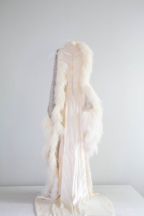 Vintage 1930's Bias Cut Wedding Gown In Gleaming Satin / SM Petite Xtabay Vintage Vintage 1930's Bias Cut Wedding Gown In Gleaming Satin / SM Petite Xtabay Vintage