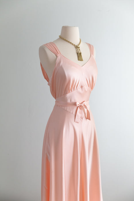 Luminous 1930's Inspired Silk Charmeuse Slip Dress In Ballet Pink / ML