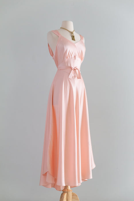 Luminous 1930's Inspired Silk Charmeuse Slip Dress In Ballet Pink / ML