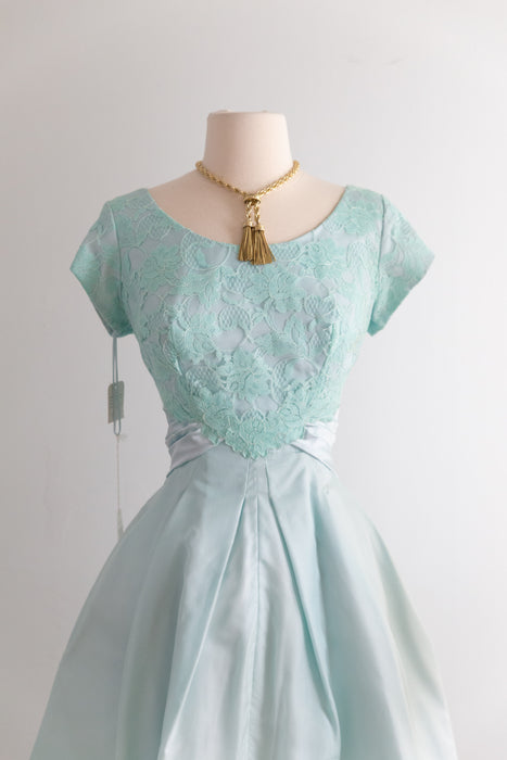 Classic Late 1950's Tiffany Blue Party Dress New With Tags By Kay Selig / M