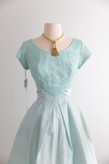Classic Late 1950's Tiffany Blue Party Dress New With Tags By Kay Selig / M