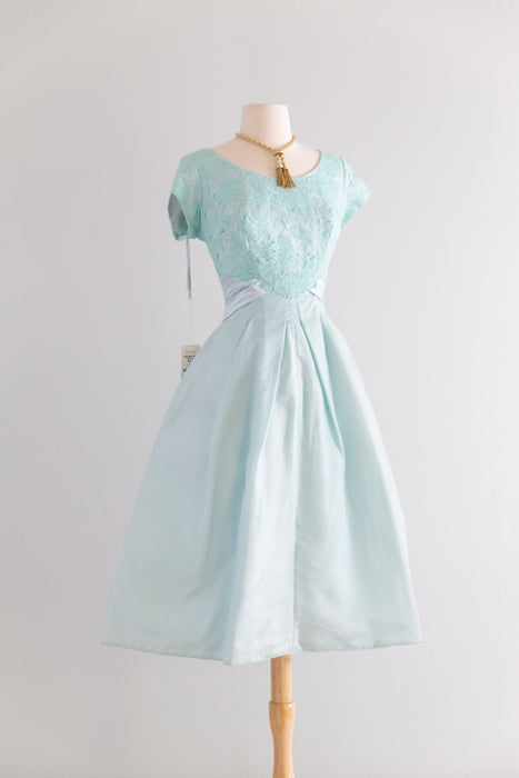 Classic Late 1950's Tiffany Blue Party Dress New With Tags By Kay Selig / M