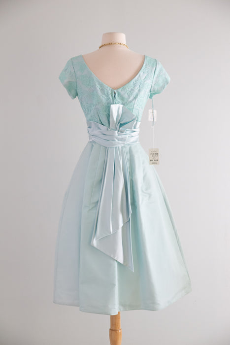 Classic Late 1950's Tiffany Blue Party Dress New With Tags By Kay Selig / M