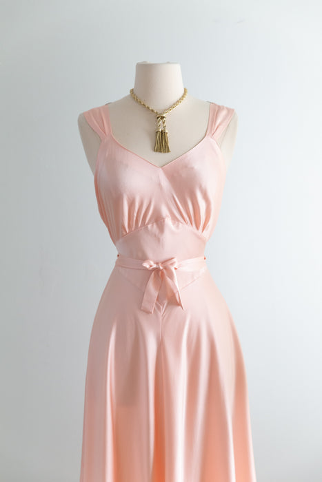 Luminous 1930's Inspired Silk Charmeuse Slip Dress In Ballet Pink / ML