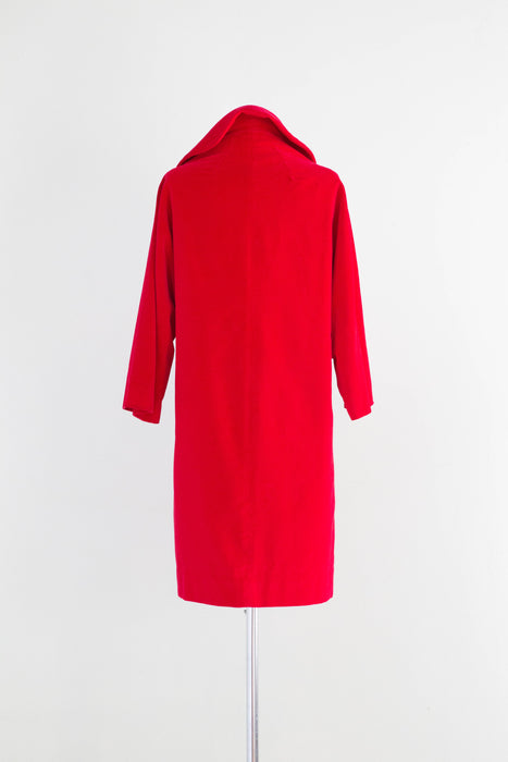 Fabulous 1960's Cerise Velvet Evening Coat By Marguerite Rubel / M