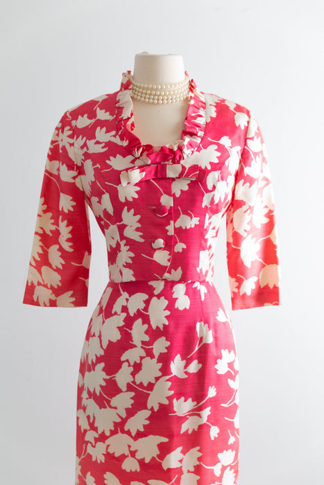 Fabulous 1960's Spring Floral Dress & Jacket Set / Small