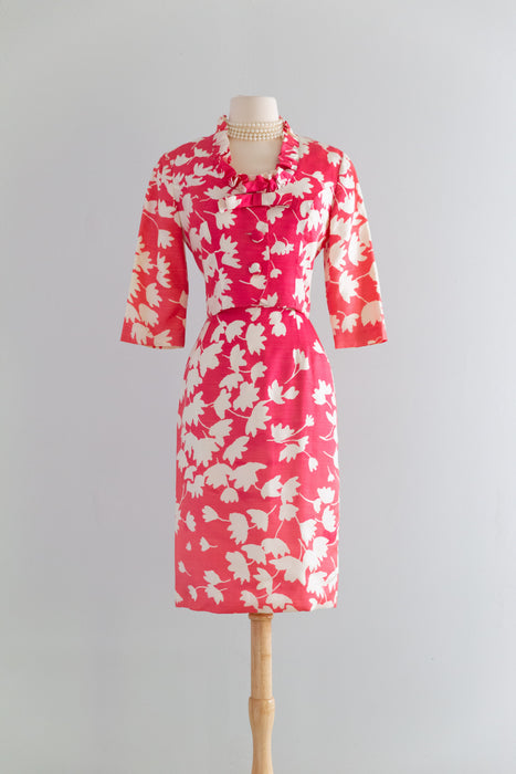 Fabulous 1960's Spring Floral Dress & Jacket Set / Small