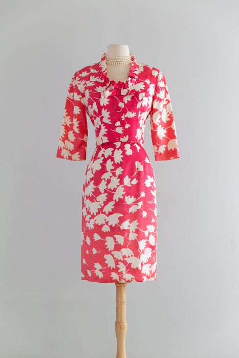 Fabulous 1960's Spring Floral Dress & Jacket Set / Small