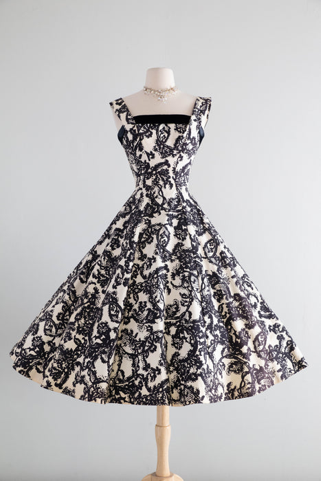 Stunning 1950's New Look Era Frank Starr Baroque Print Cocktail Dress – Xtabay Vintage Stunning 1950's New Look Era Frank Starr Baroque Print Cocktail Dress – Xtabay Vintage