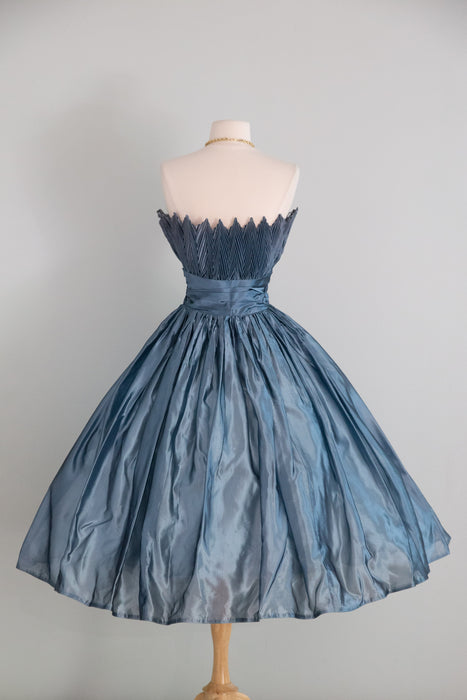 Luminous 1950's Steel Blue Party Dress From Lipman Wolfe & Co. / M – Xtabay  Vintage