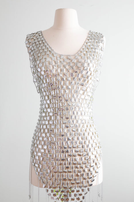 RARE Late 1960's Paco Rabanne Silver Chainmail Mini Dress / SM