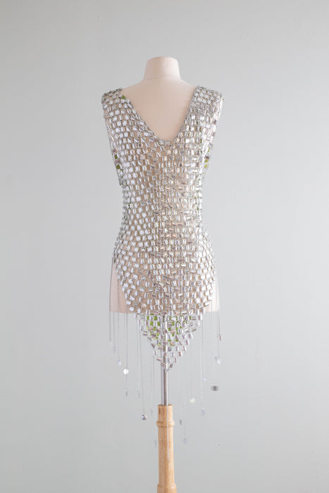 RARE Late 1960's Paco Rabanne Silver Chainmail Mini Dress / SM