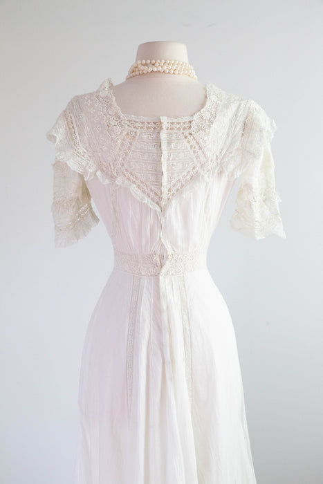Exquisite 1900's Antique Edwardian Wedding Dress & Slip White Cotton B Xtabay Vintage Exquisite 1900's Antique Edwardian Wedding Dress & Slip White Cotton B Xtabay Vintage