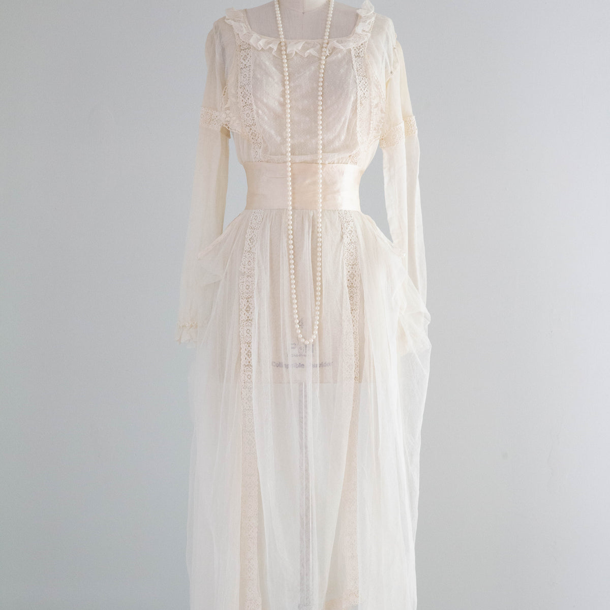 Ethereal 1900's Edwardian Embroidered English Net Tea Length