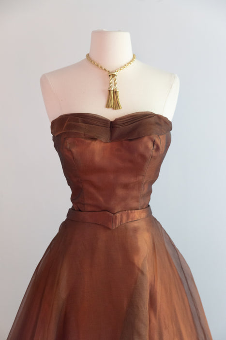 Spectacular 1950's Silk Organza Hawaiian Dress Set By Betty Higgins Originals / SM