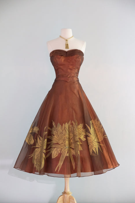 Spectacular 1950's Silk Organza Hawaiian Dress Set By Betty Higgins Originals / SM
