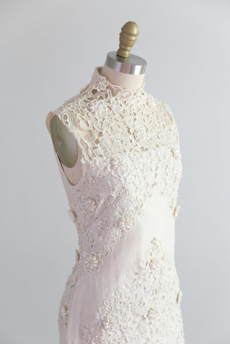 Breathtaking 1960's Wedding Gown In Pina Silk From The Philipines / XS