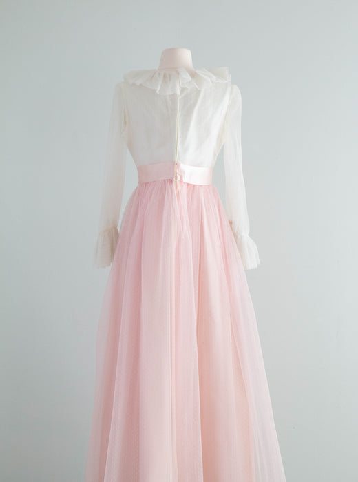 Fabulous 1960's Pink & White Tulle Party Dress / Medium