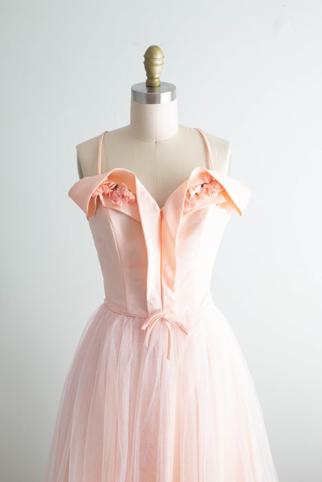 Ethereal 1950's Peony Pink Formal Gown By Lorie Deb / Small