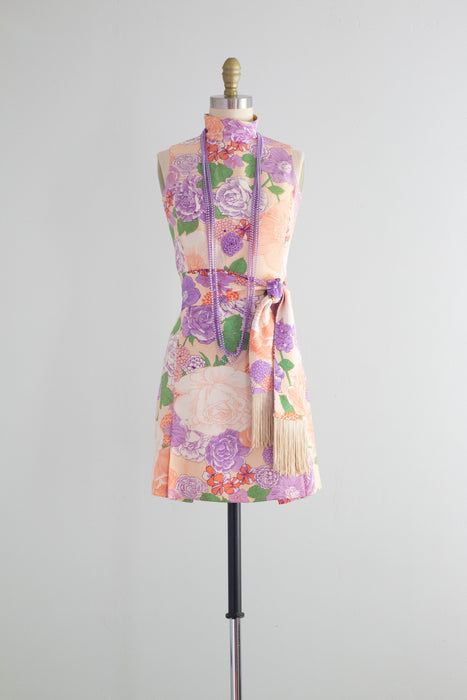 Fabulous 1960's Micro Mini Floral Party Dress By Mr. Mort / XS