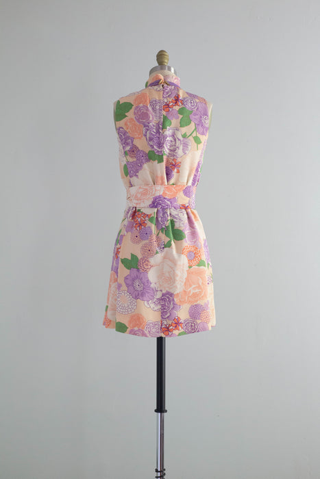 Fabulous 1960's Micro Mini Floral Party Dress By Mr. Mort / XS