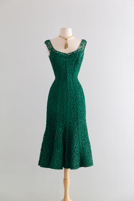 green emerald velvet dress Zapaka Women Dark Green Ruffled 1950s Dress Short Sleeves Swing Vintage Dress, Dark Green / S main image 1