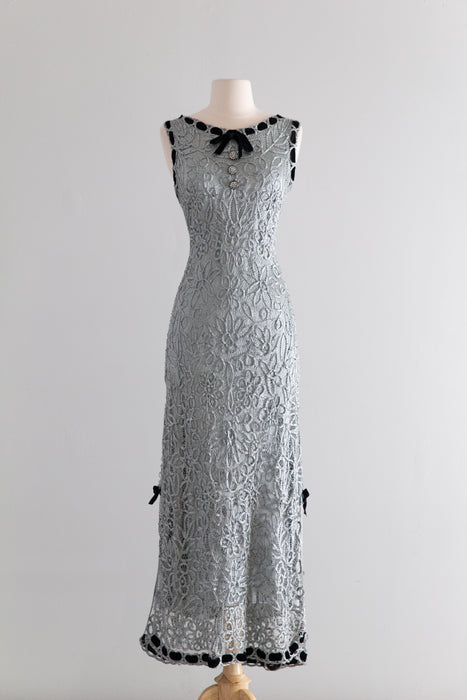 Stunning Vintage Beaded Silk Soutache Gown With Matching Jacket / M