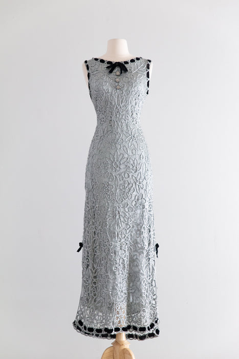 Stunning Vintage Beaded Silk Soutache Gown With Matching Jacket / M