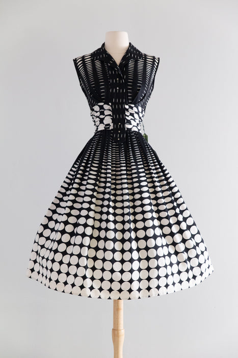 Showstopping 1950's Black & White Cotton OP ART Day Dress With Tags / –  Xtabay Vintage