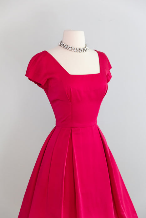 Fabulous Late 1950's Camellia Pink Cocktail Dress & Matching Swing Coat / XS
