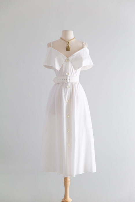Iconic 1990's Portofino White Cotton Dress By Expo / Small