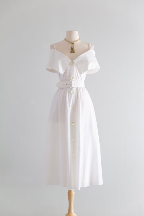 Iconic 1990's Portofino White Cotton Dress By Expo / Small