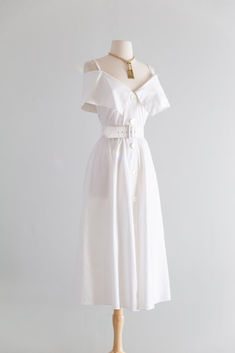 Iconic 1990's Portofino White Cotton Dress By Expo / Small