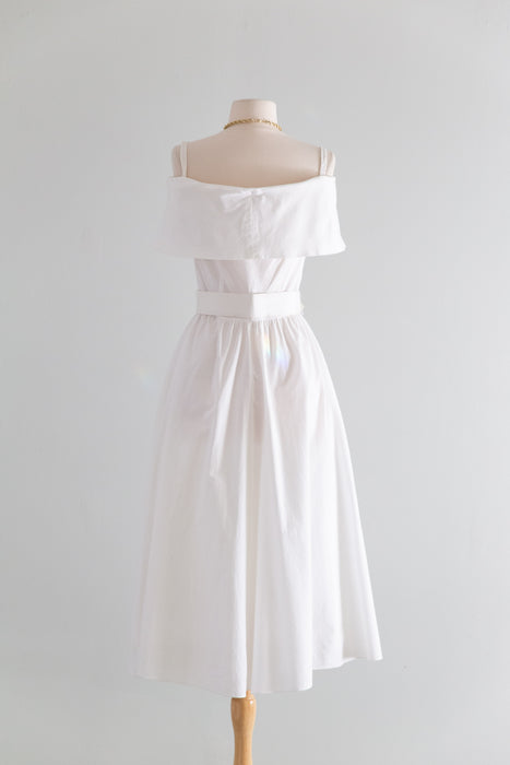 Iconic 1990's Portofino White Cotton Dress By Expo / Small