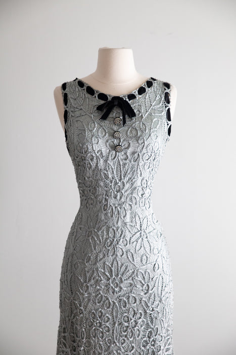 Stunning Vintage Beaded Silk Soutache Gown With Matching Jacket / M