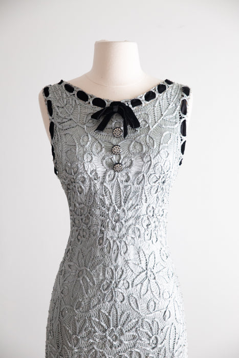 Stunning Vintage Beaded Silk Soutache Gown With Matching Jacket / M