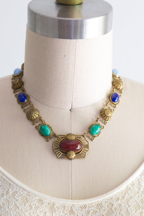 Gorgeous Czech Egyptian Revival Necklace Circa 1920-1930