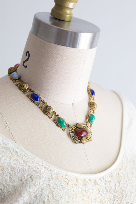 Gorgeous Czech Egyptian Revival Necklace Circa 1920-1930