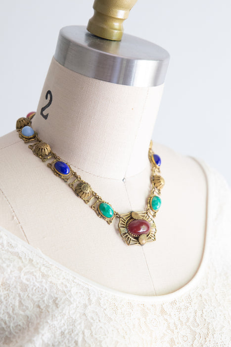 Gorgeous Czech Egyptian Revival Necklace Circa 1920-1930