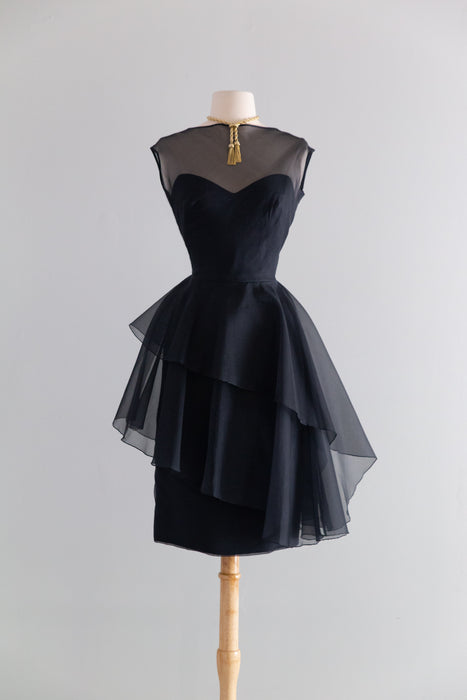 blue dress for baby girl Black Short Silk Slip Dress | Mini Silk Dress main image 1
