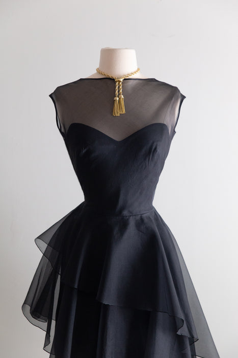Elegant Late 1950's Black Silk Organza Cocktail Dress / Small – Xtabay  Vintage