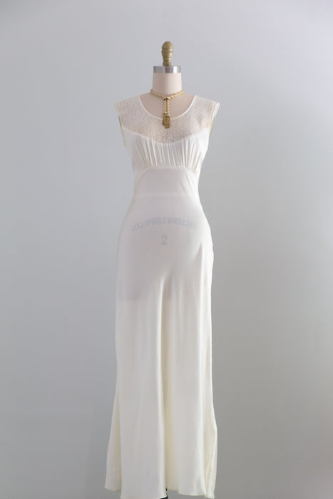Stunning 1930's Ivory Satin Bias Cut Bridal Slip Dress / Small