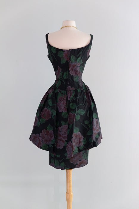 sachin and babi light blue dress Fabulous 1950's Midnight Garden Rose Print Taffeta Cocktail Dress / SM –  Xtabay Vintage