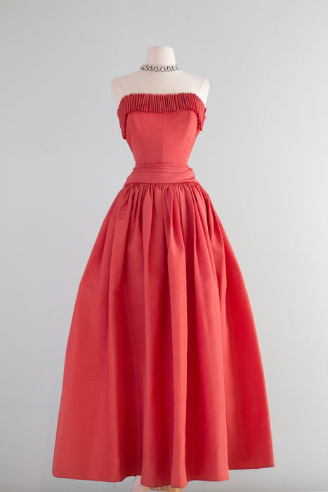 Stunning 1950's Fred Perlberg Cartridge Pleated Faille Evening Gown / Small